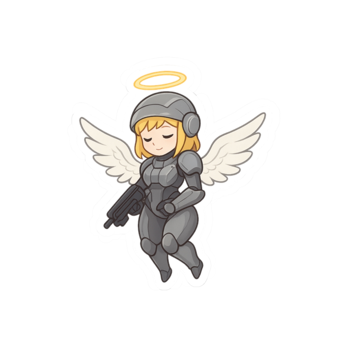 Cute Halo Angel Female Sticker | Whimsical Vinyl Decal - alternate angle 3, merchandise