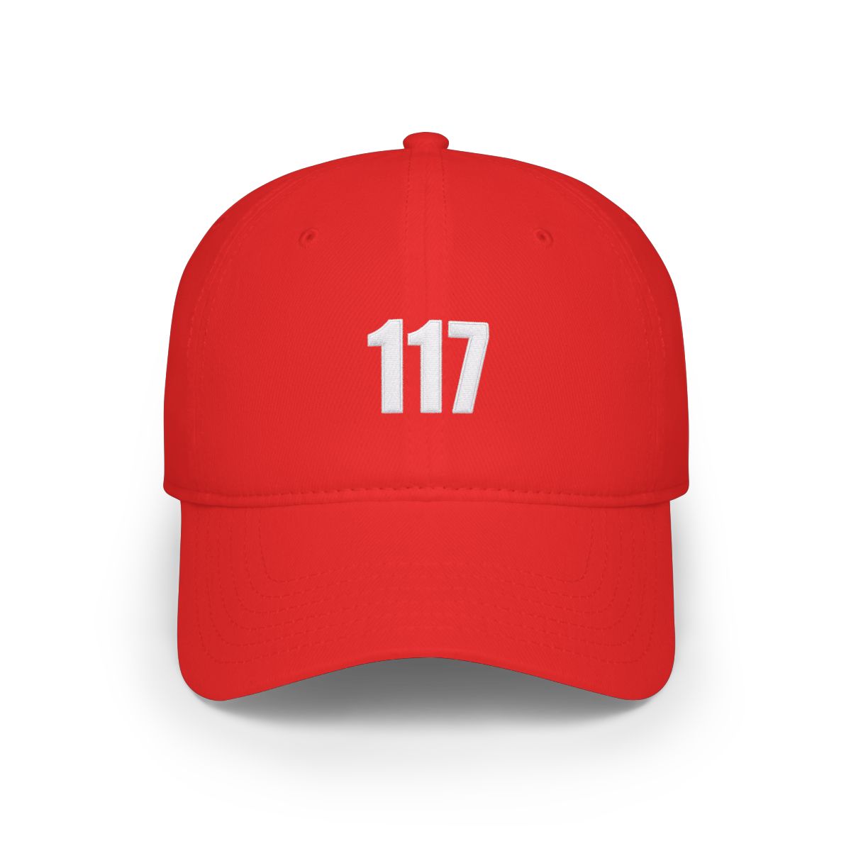 A green 5-panel cap with a white "117" on the front. The cap is on a white surface - alternate angle 3, merchandise